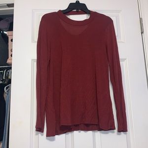 Mossimo Supply keyhole mock neck top long sleeve size large burgundy maroon soft